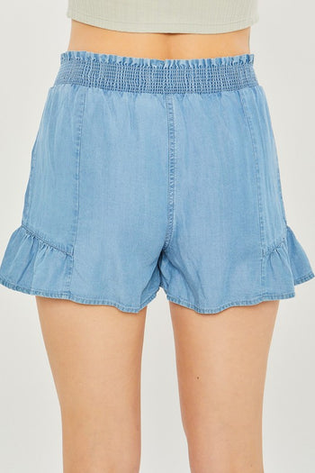 Woven Solid Shorts Love Tree