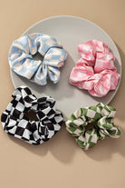 Check Pattern Soft Satin Hair Scrunchies LA3accessories