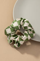 Check Pattern Soft Satin Hair Scrunchies LA3accessories