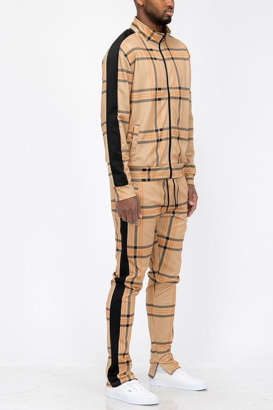 PLAID CHECKERED FULL ZIP TRACK PANTS WEIV