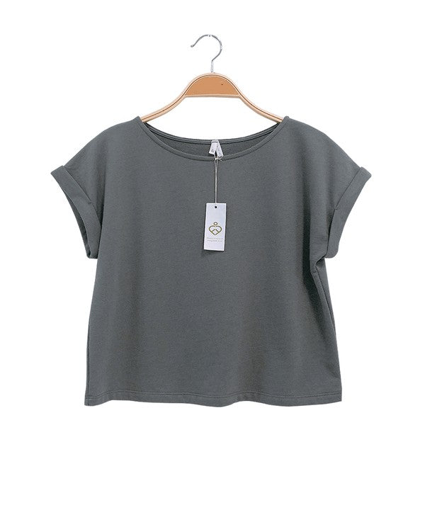 BRUSHED ORGANIC HEMP LOOSE FIT CROP TOP Fabina