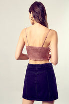 Front Tie-Up Cami Crop Top Mustard Seed