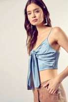 Front Tie-Up Cami Crop Top Mustard Seed