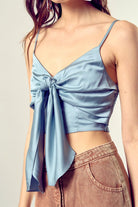 Front Tie-Up Cami Crop Top Mustard Seed