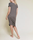 BAMBOO ASYMMETRIC DOLMAN DRESS WITH POCKETS Fabina