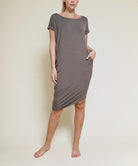 BAMBOO ASYMMETRIC DOLMAN DRESS WITH POCKETS Fabina