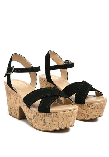 ULLA HIGH HEELED BLOCK SANDAL IN BLACK Rag Company