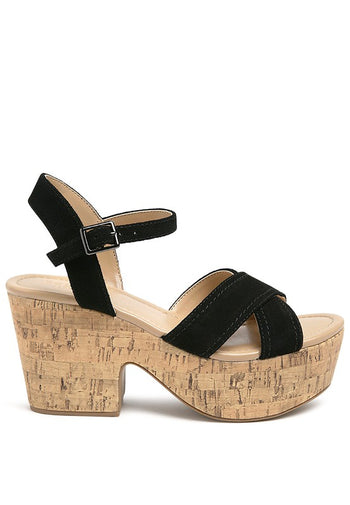 ULLA HIGH HEELED BLOCK SANDAL IN BLACK Rag Company