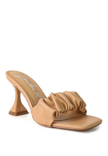 REBEL SPOOL HEELED RUCHED SANDALS Rag Company