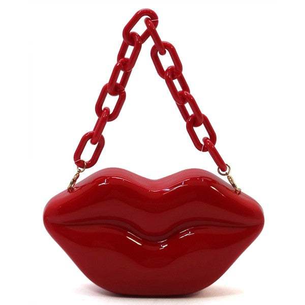 Acrylic Hard Case Lips Clutch Crossbody Bag Fashion World