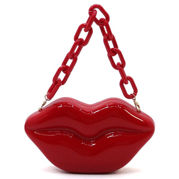 Acrylic Hard Case Lips Clutch Crossbody Bag Fashion World