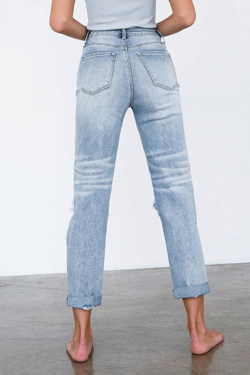 High Waist Destroyed Girlfriend Jeans Denim Lab USA