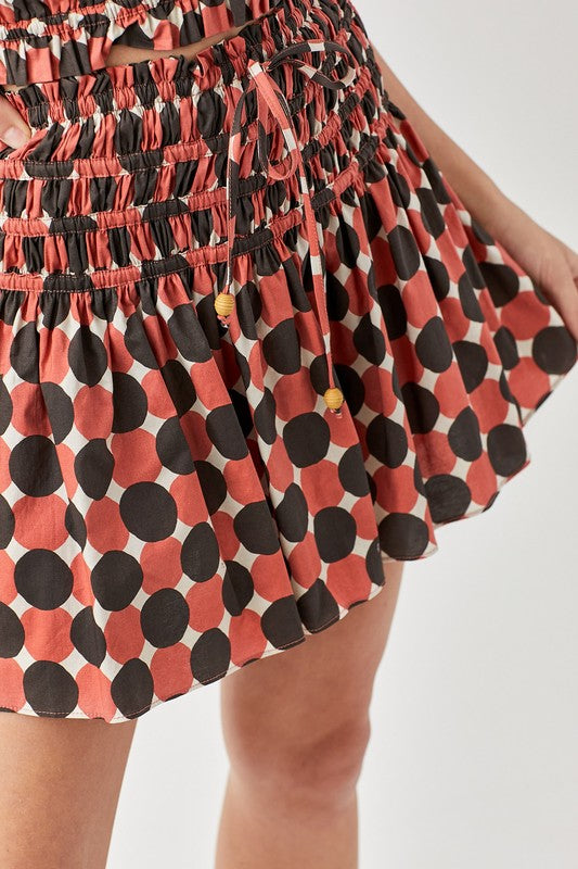 Polka Dot Printed Ruffled Skorts Mustard Seed