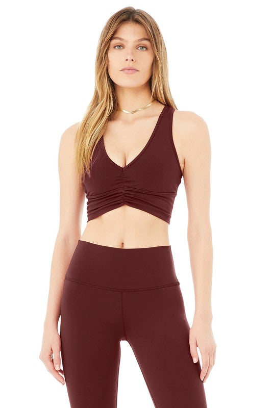 Deep V Drawstring Sports Bra Buttery Soft Fabric OTOS Active