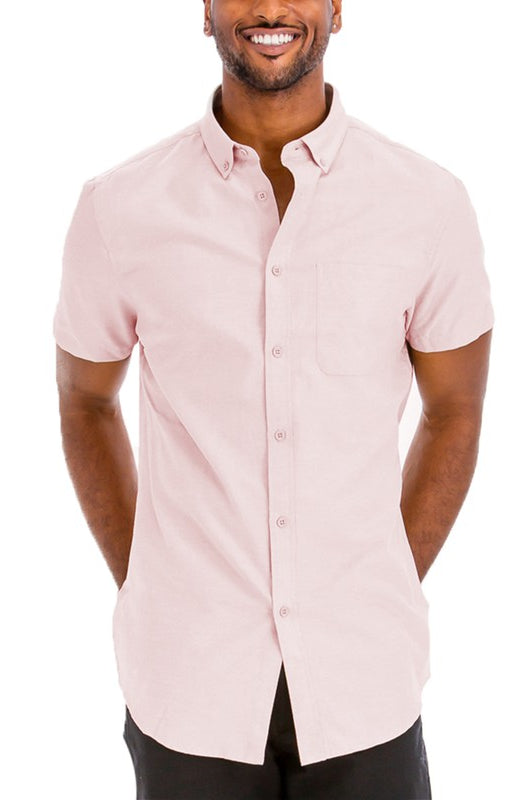 Weiv Men's Casual Short Sleeve Solid Shirts WEIV