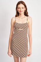 SPAGHETTI STRAP MINI PLAID DRESS Emory Park