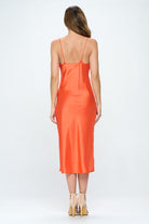 Satin Bias Slip Dress with Slit Renee C.