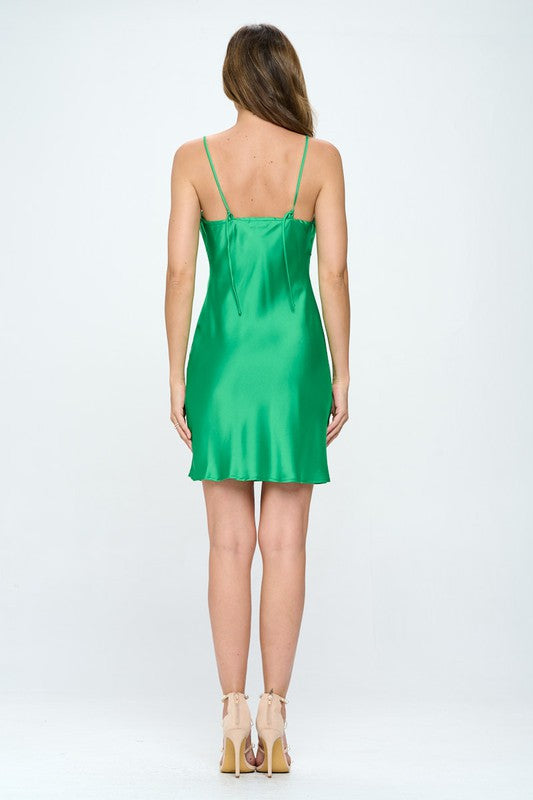 Solid Heavy Bias Cut Satin Slip Dress Renee C.