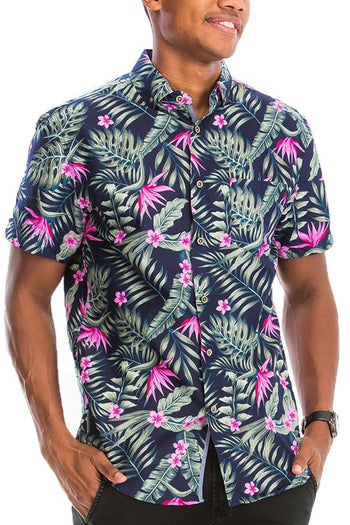 Hawaiian Print Button Down Shirt WEIV