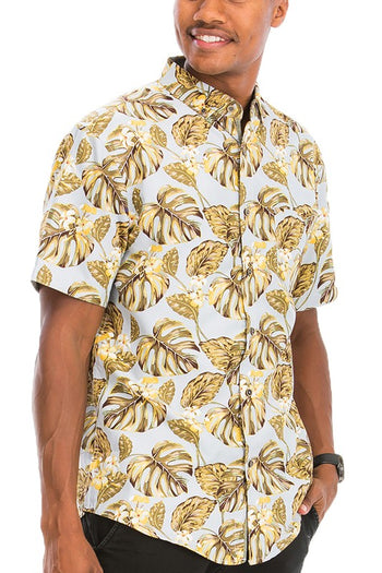 Hawaiian Print Button Down Shirt WEIV