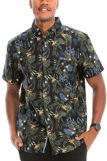 Hawaiian Print Button Down Shirt WEIV