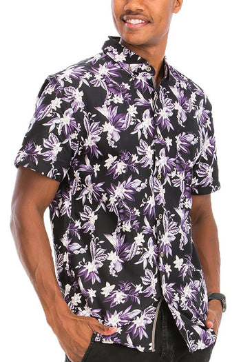 Hawaiian Print Button Down Shirt WEIV