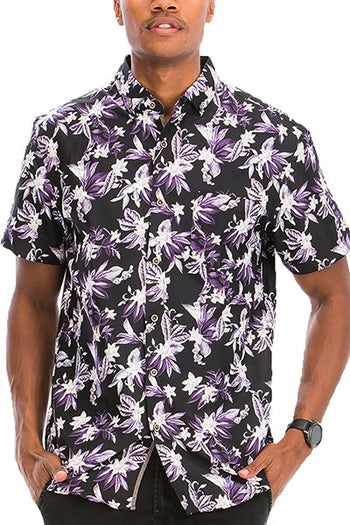 Hawaiian Print Button Down Shirt WEIV