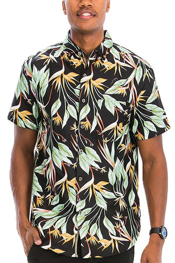 Hawaiian Print Button Down Shirt WEIV