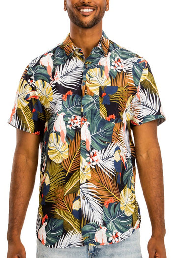 Hawaiian Print Button Down Shirt WEIV