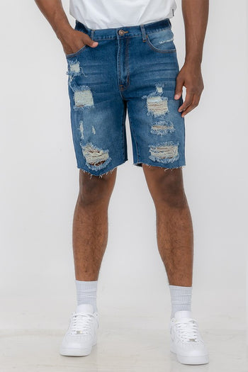 Distressed Stretch Denim Shorts WEIV