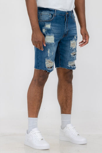 Distressed Stretch Denim Shorts WEIV