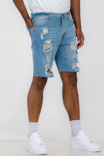 Distressed Stretch Denim Shorts WEIV