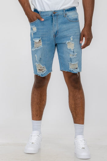 Distressed Stretch Denim Shorts WEIV