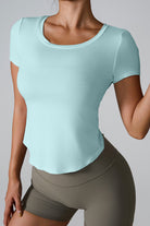 Cutout Round Neck Short Sleeve Active T-Shirt Trendsi