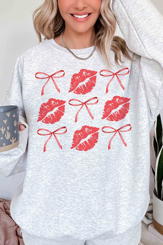 PLUS SIZE - BOWS AND KISSES Graphic Sweatshirt BLUME AND CO.