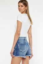 Kancan Button Fly High Rise Raw Hem Denim Shorts Trendsi