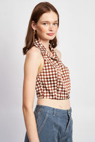 ZIP FRONT HALTER NECK CROP TOP Emory Park