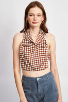 ZIP FRONT HALTER NECK CROP TOP Emory Park