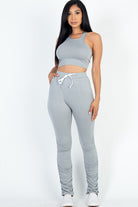 Crop Top & Ruched Drawstring Pants Set Capella