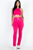 Crop Top & Ruched Drawstring Pants Set Capella