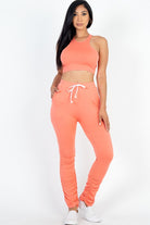 Crop Top & Ruched Drawstring Pants Set Capella