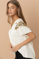 Tiger Sequin Patch T Shirt Blue B