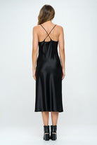 Satin Bias Slip Dress with Slit Renee C.