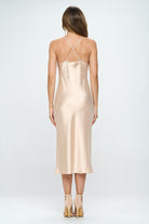 Satin Bias Slip Dress with Slit Renee C.