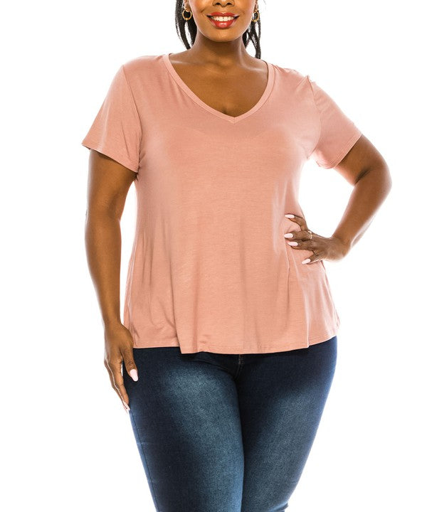 BAMBOO V NECK TOP PLUS SIZE Fabina