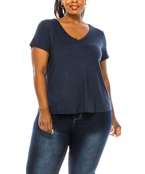 BAMBOO V NECK TOP PLUS SIZE Fabina