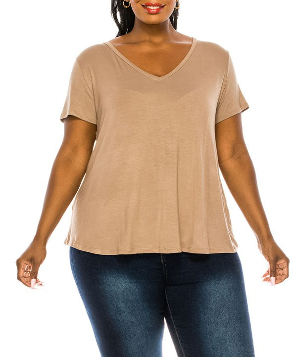 BAMBOO V NECK TOP PLUS SIZE Fabina