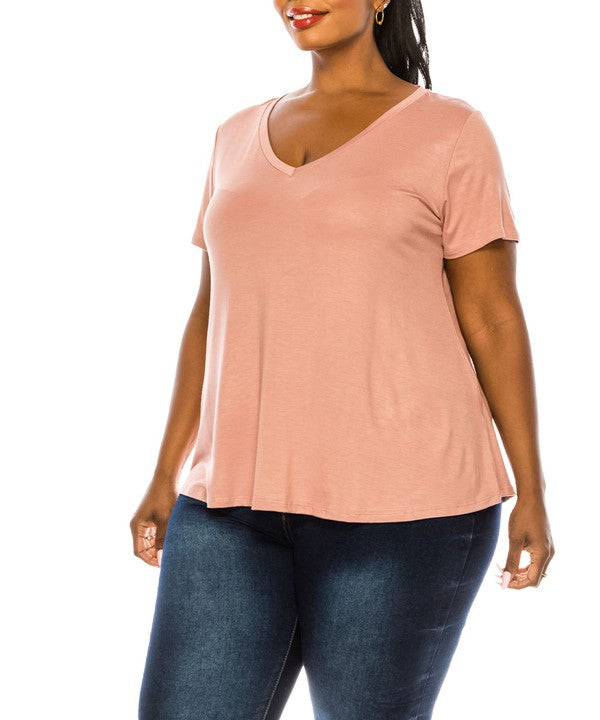 BAMBOO V NECK TOP PLUS SIZE Fabina