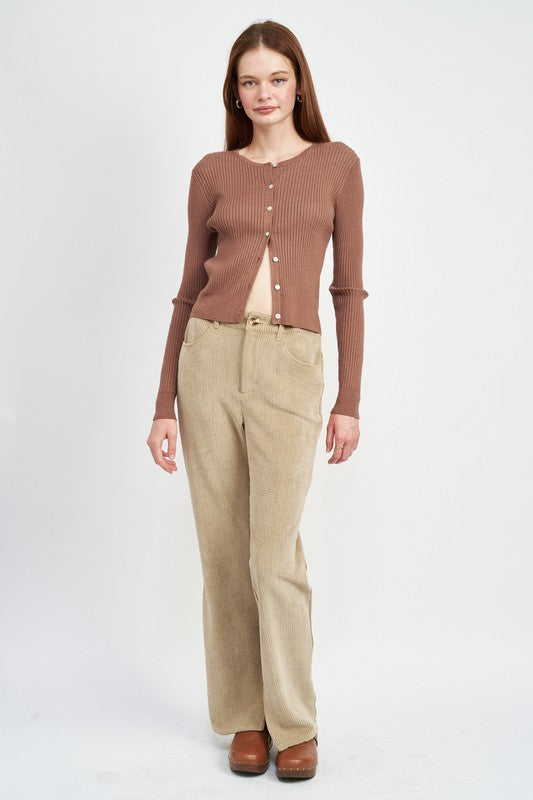 LONG SLEEVE BUTTON UP CROP TOP Emory Park