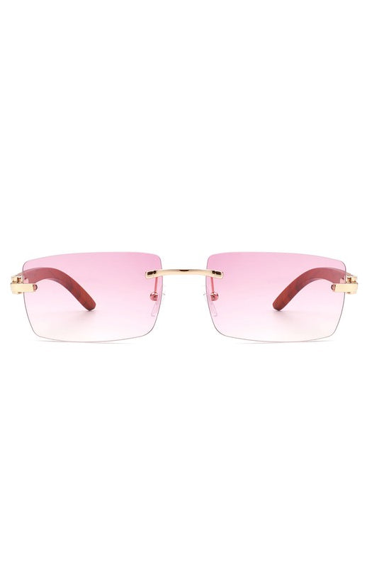 Rectangle Rimless Retro Tinted Sunglasses Cramilo Eyewear
